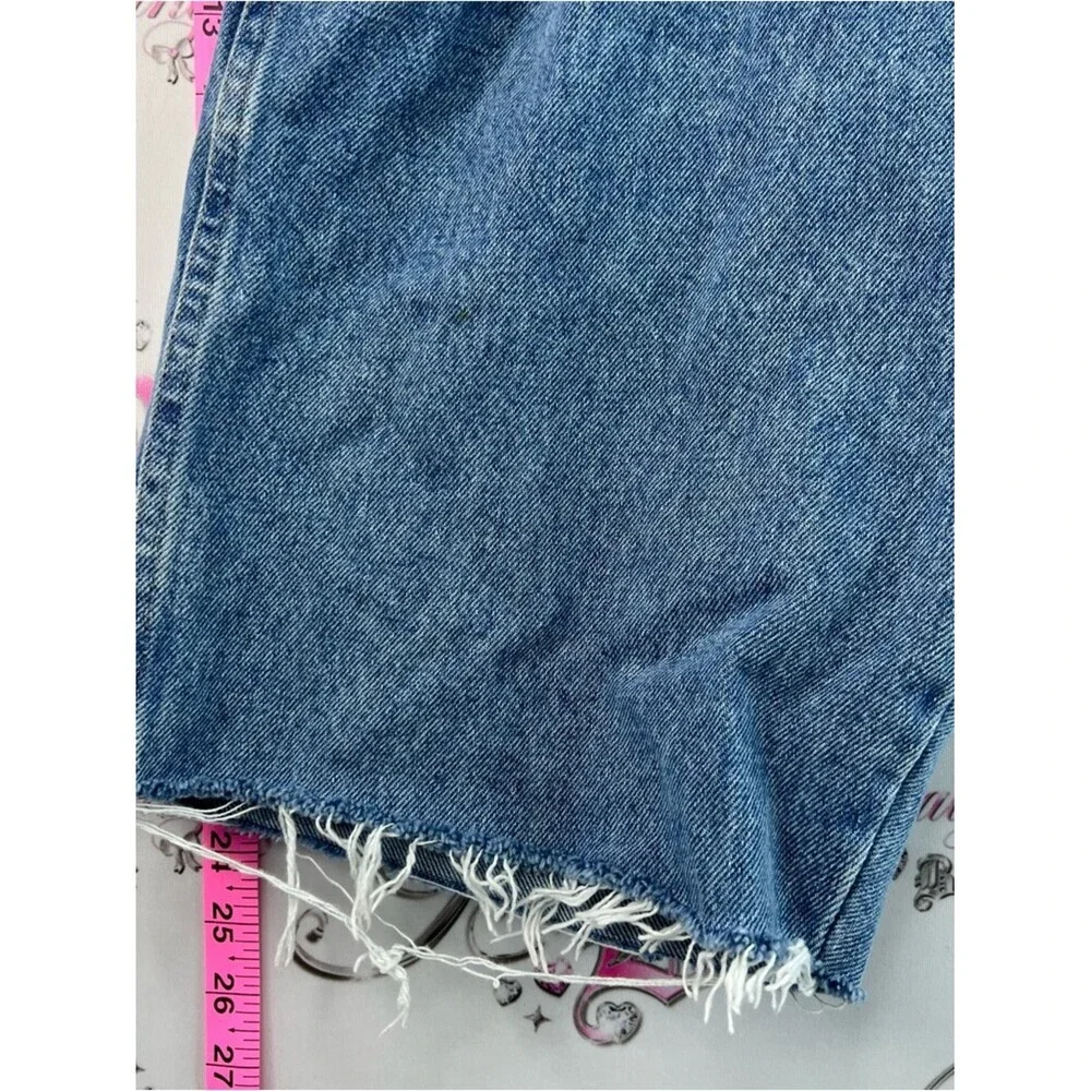 Wrangler shorts Bermuda long cut off distressed Light Blue Denim Cut-Off Shorts